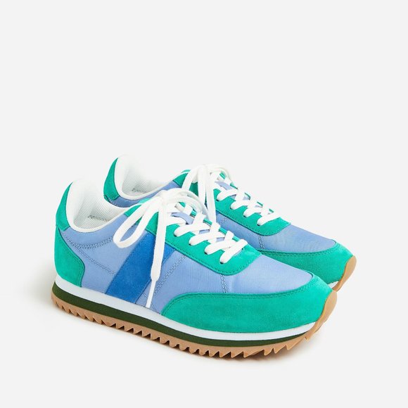 NIB-7.5-J.Crew trainers in colorblock - GREEN PERI